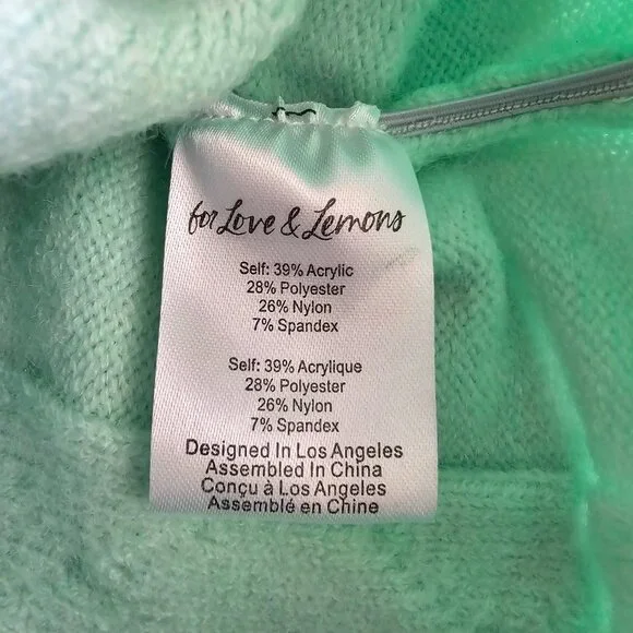 NWOT For Love & Lemons Sutton Floral Knit Sweater Cami Top Soft Pastel Green